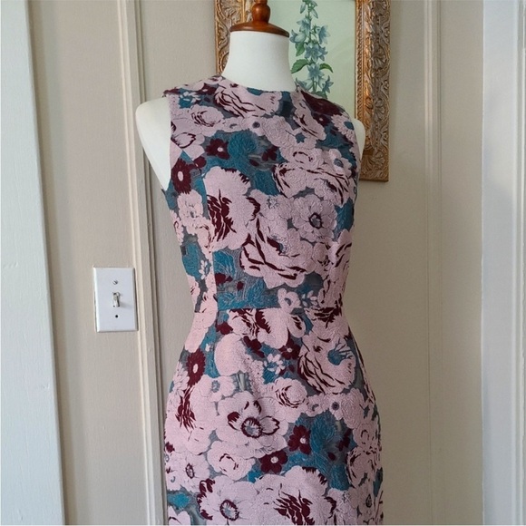 Creatures of the Wind Purple Floral Embroidered Lace Knee Length Sheath Dress - Picture 1 of 13